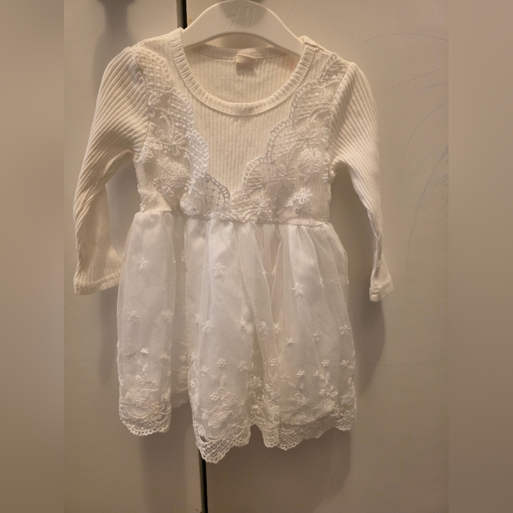 Elegant White Lace Baby Dress